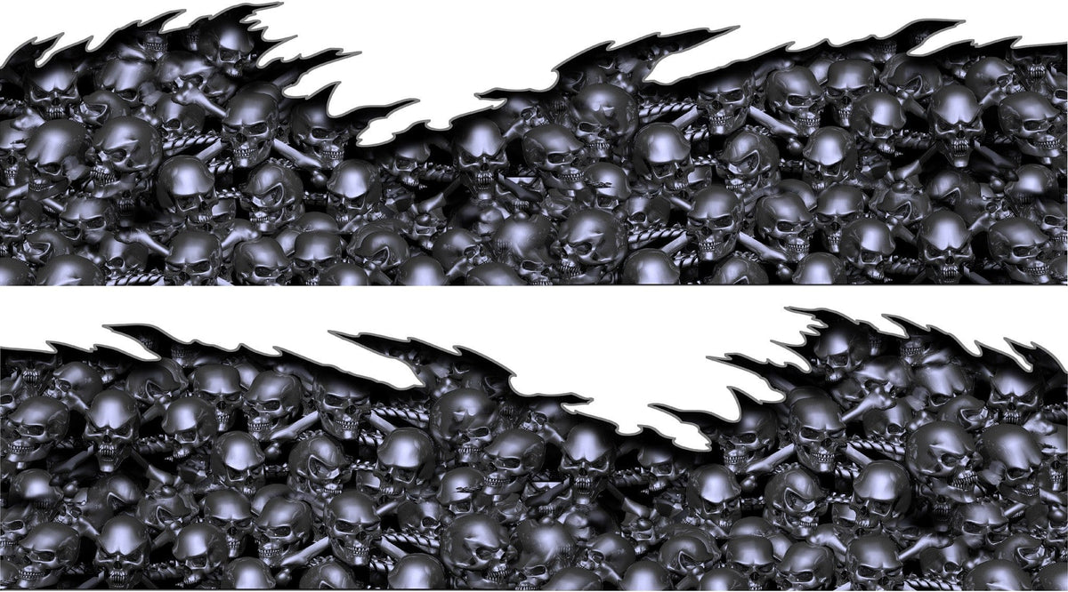 Skull flame half wrap vinyl graphics mirrored pair left and right