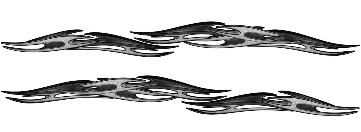 Tribal Chains side vinyl decal kit in grey and carbon look, mirrored pair for both sides of a vehicle on white background