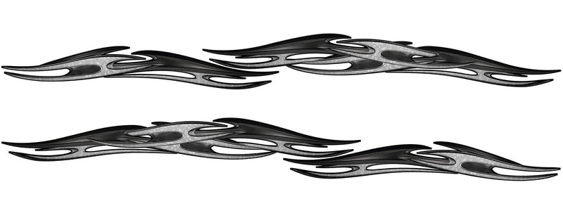 Tribal Chains side vinyl decal kit in grey and carbon look, mirrored pair for both sides of a vehicle on white background