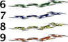 Tribal Link truck decal color options 6 to 9 in green, blue, yellow and orange metal styles