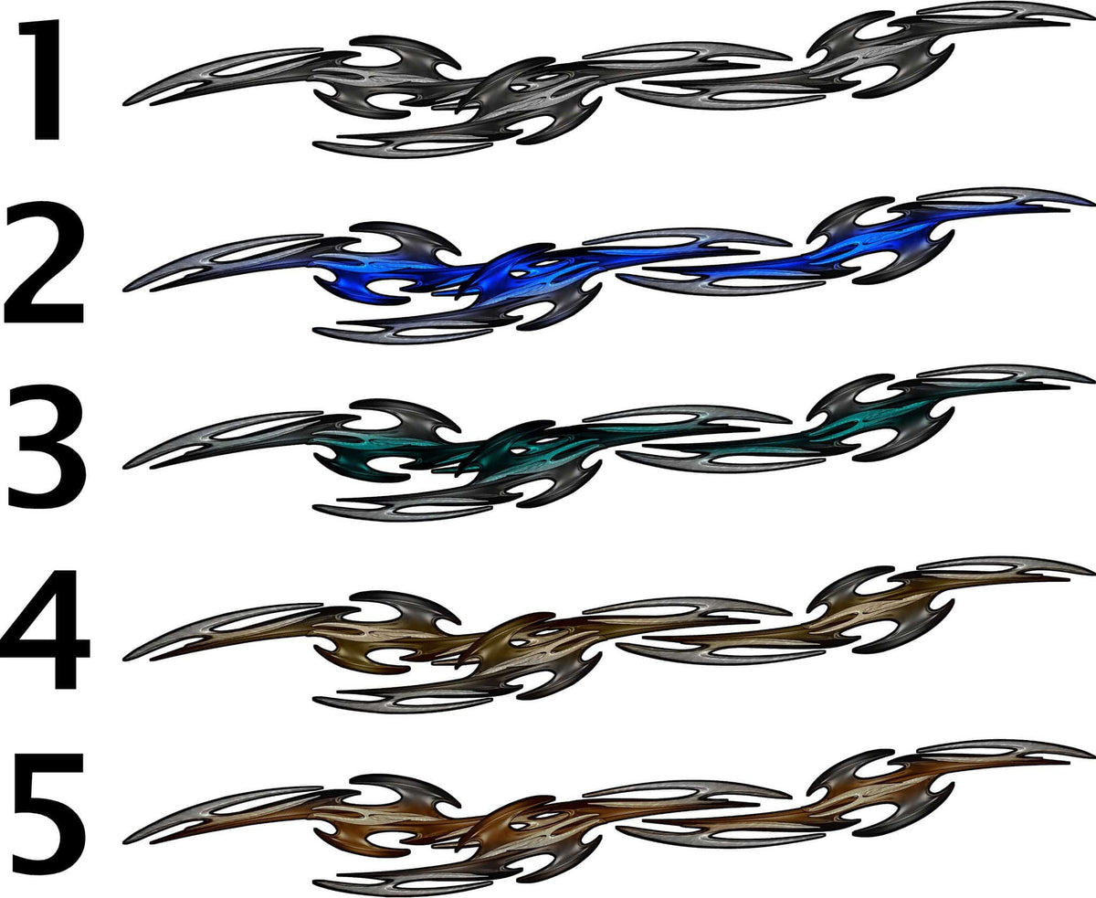 Tribal Links car and truck decal color chart styles 1 to 5 in black, blue, teal and bronze tones