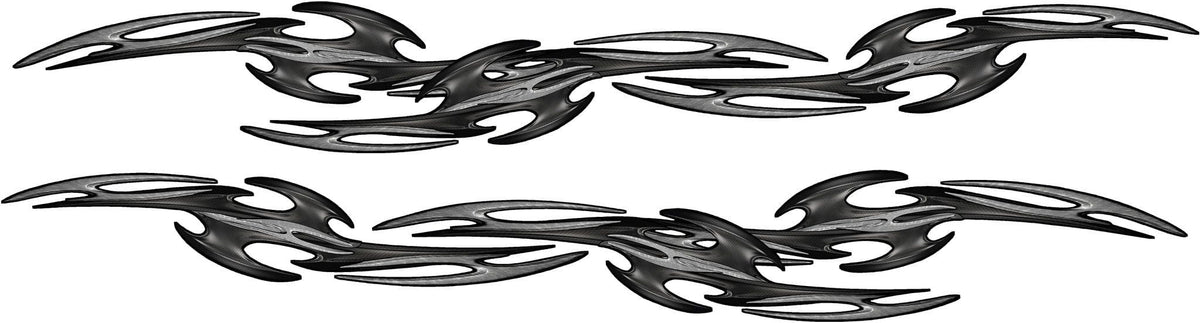 Tribal Links side vinyl graphics set in black chrome style, mirrored pair on white background