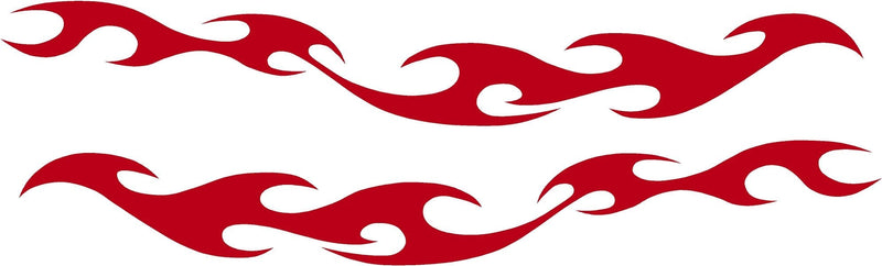 Tribal flames vinyl cut decal set of 2 shown in red on white background