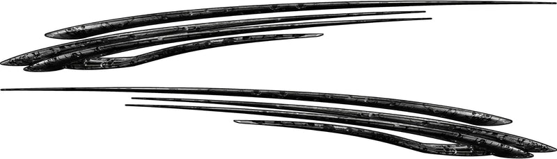 Tribal sweep boat hull stripe decals – mirrored pair on white background