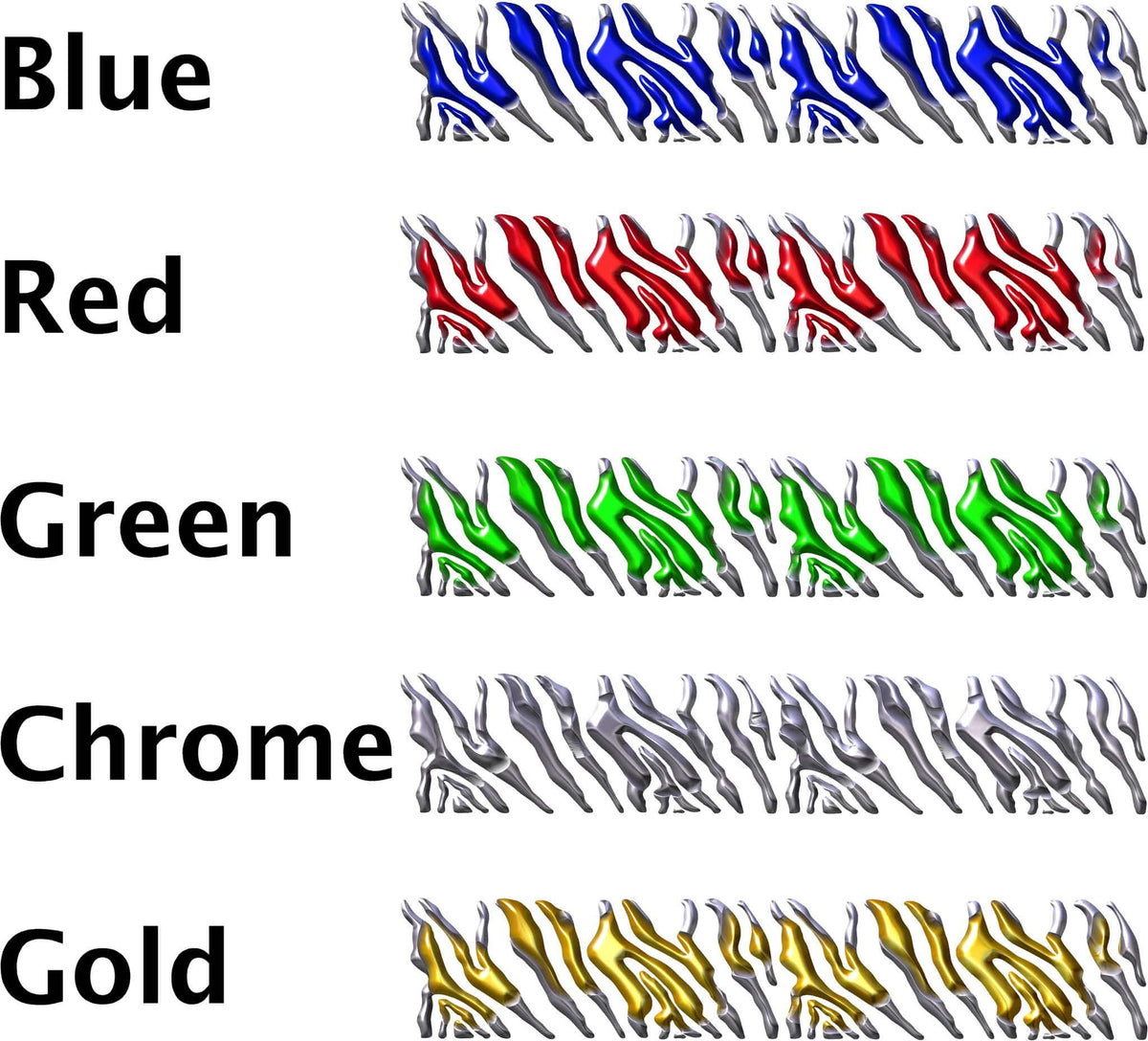 Zebra Style Stripes car and truck decals available in blue red green chrome and gold