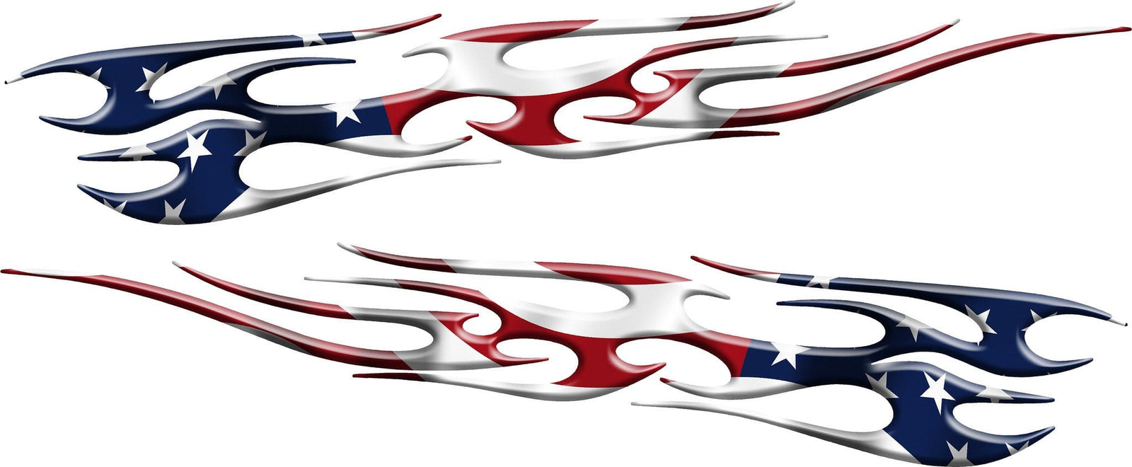 american flag flames decal on white boat