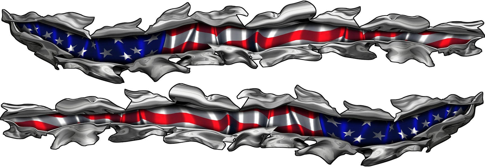 usa flag tear vinyl graphics on white boat