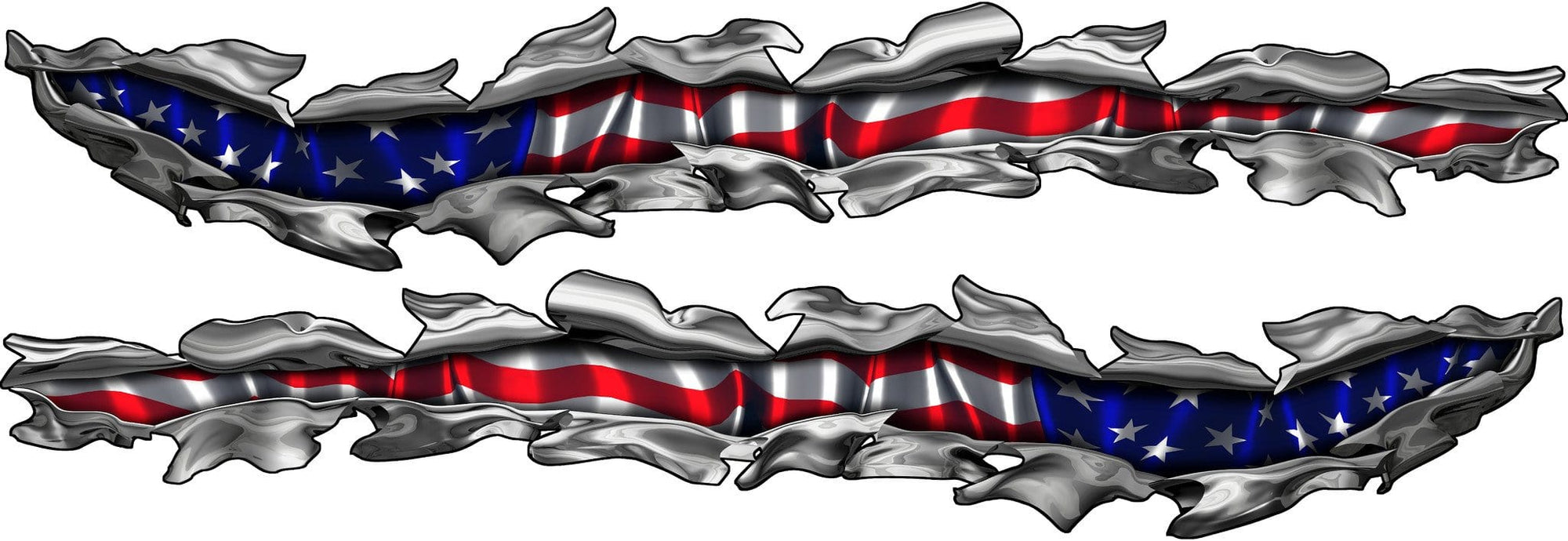 usa flag tear vinyl graphics on white boat