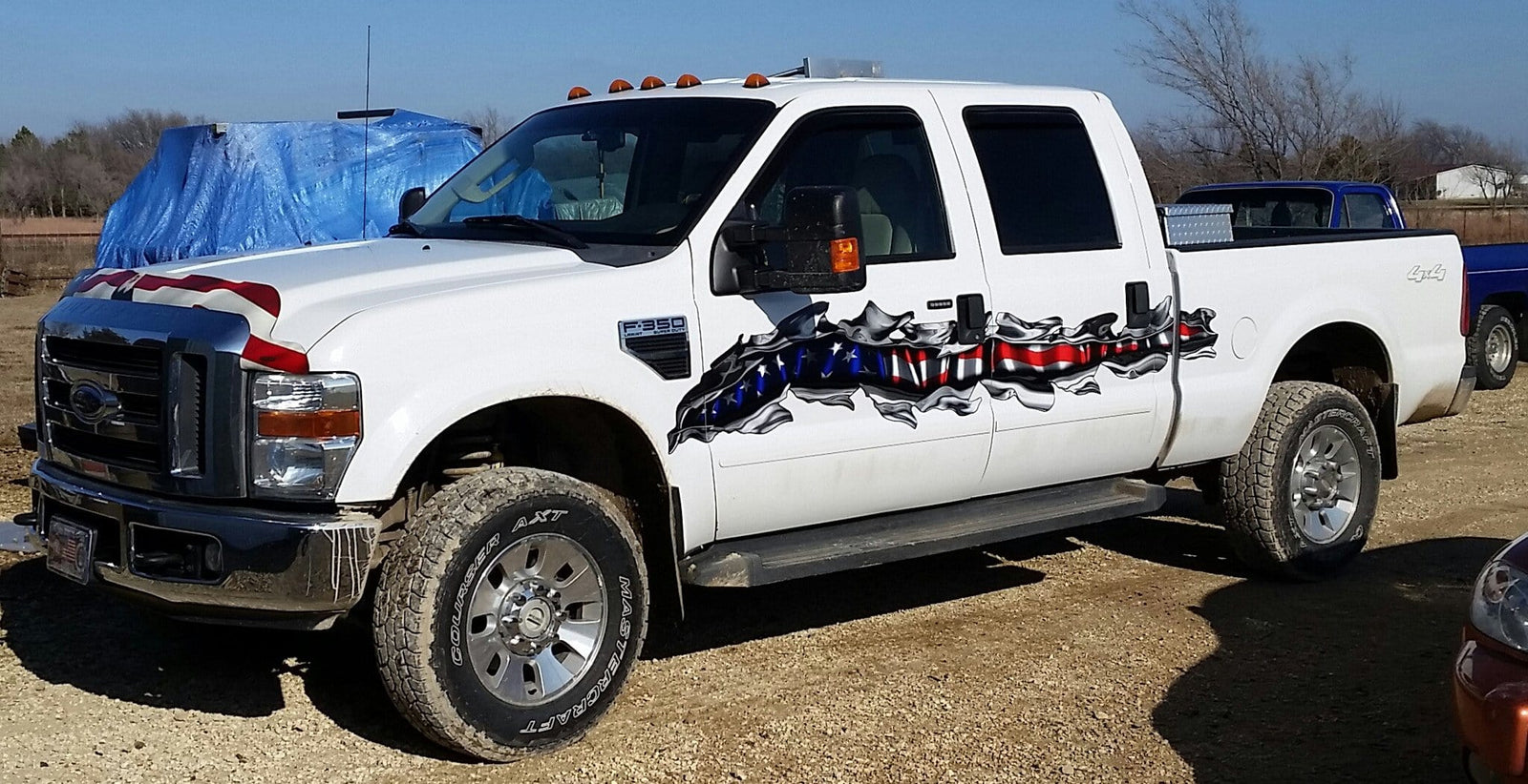 usa flag tear decal on ford f350 truck