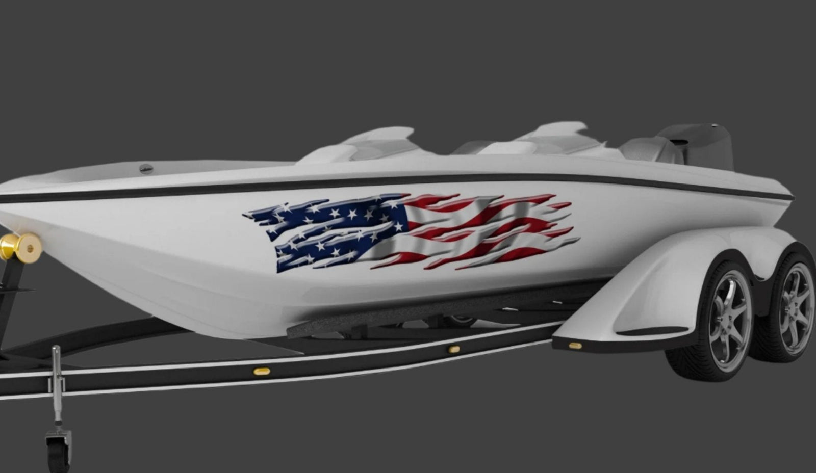 American flag patriotic decal on boat