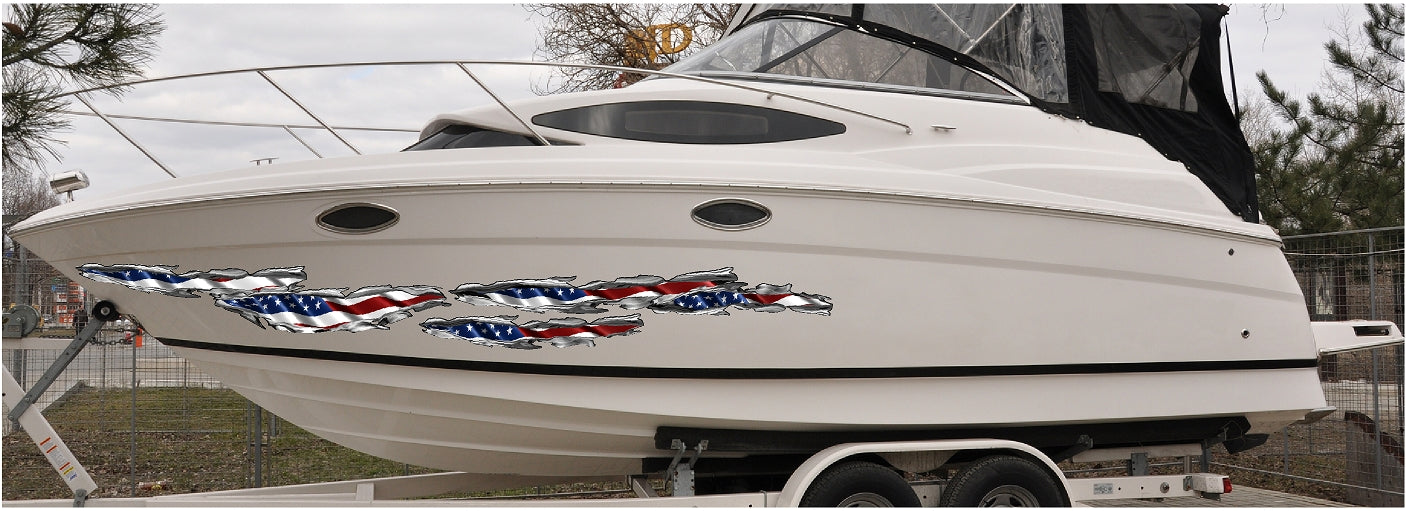 American patriotic decals on boat