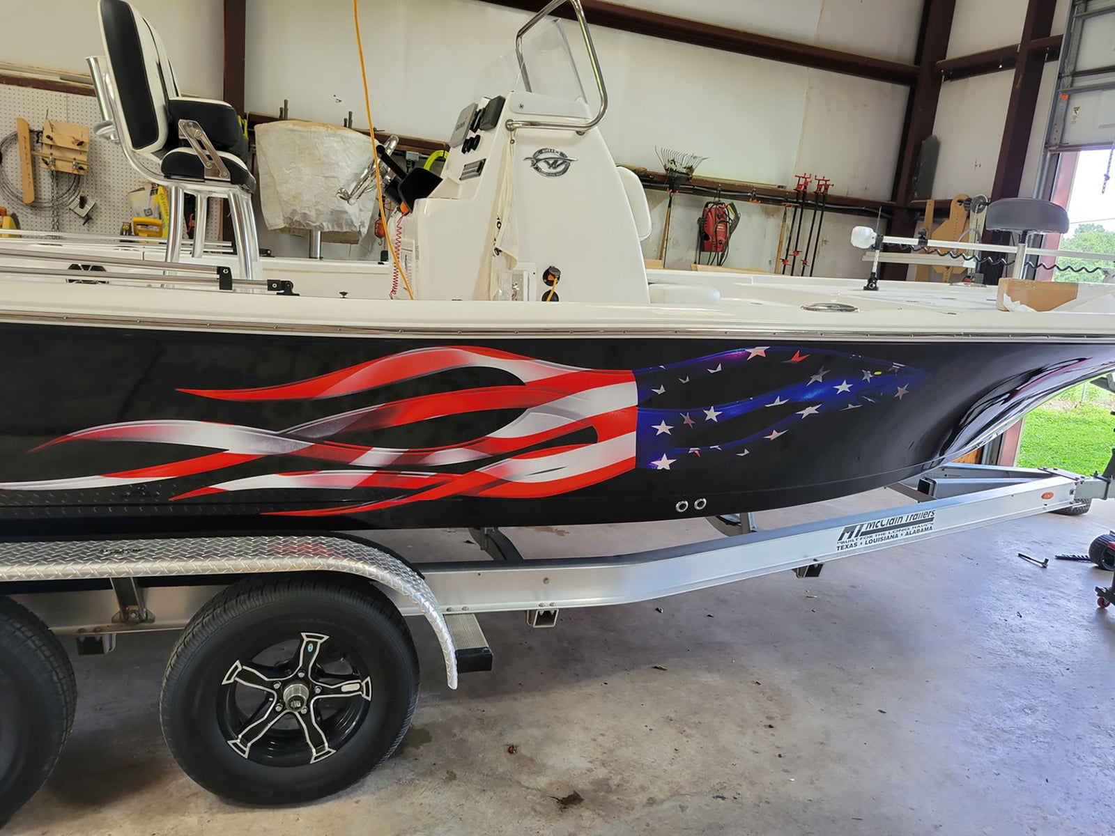 American pride eagle large decal on boat