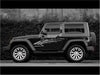 black jeep wrangler with silver mud splash vinyl decal on driver side