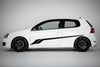 black sportline vinyl stripe Decal on driver side of hatchback car