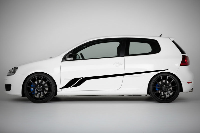 black sportline vinyl stripe Decal on driver side of hatchback car