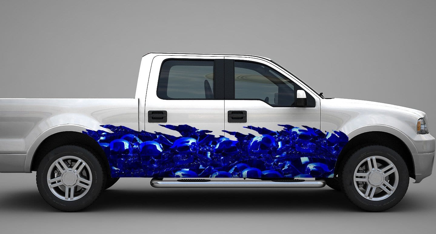chrome skulls vinyl wrap for trucks
