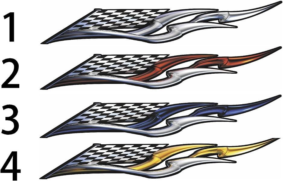 checkered flag Decals on a racing boat