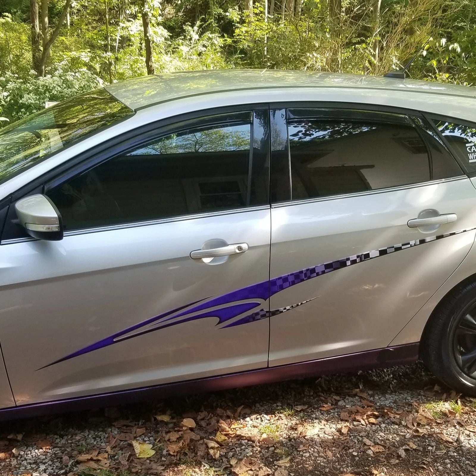 checkers vinyl stripe on side of car