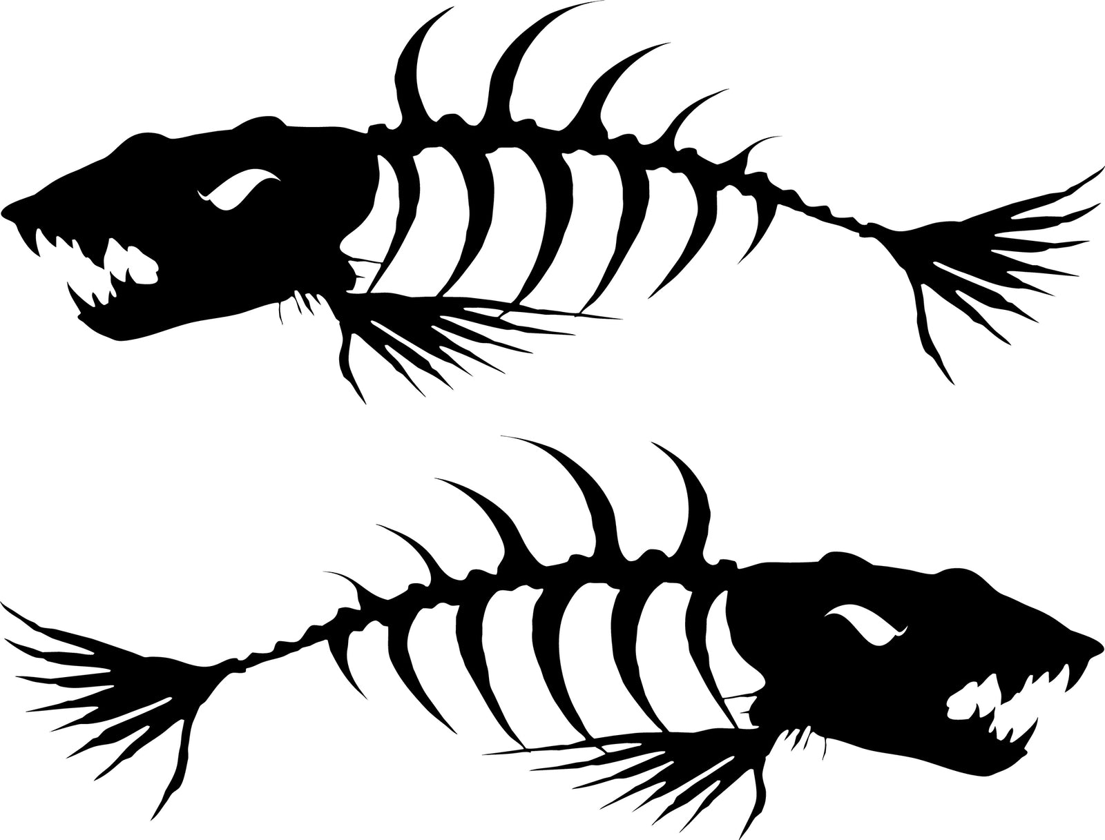 fish bone black vinyl decal on white boat