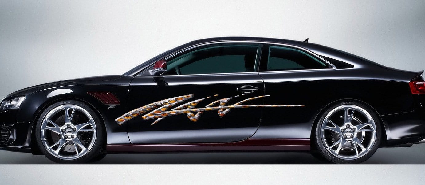 flaming vinyl stripes on black car