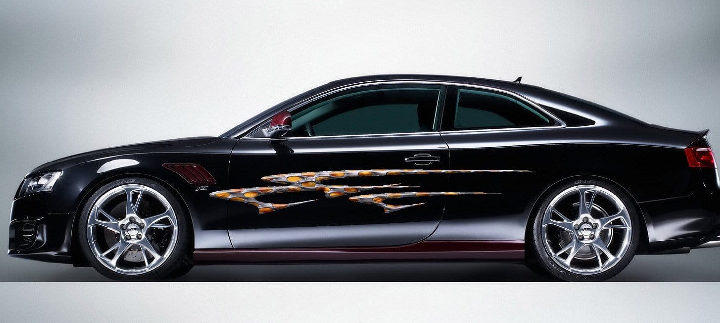 flaming stripes vinyl graphics on black car