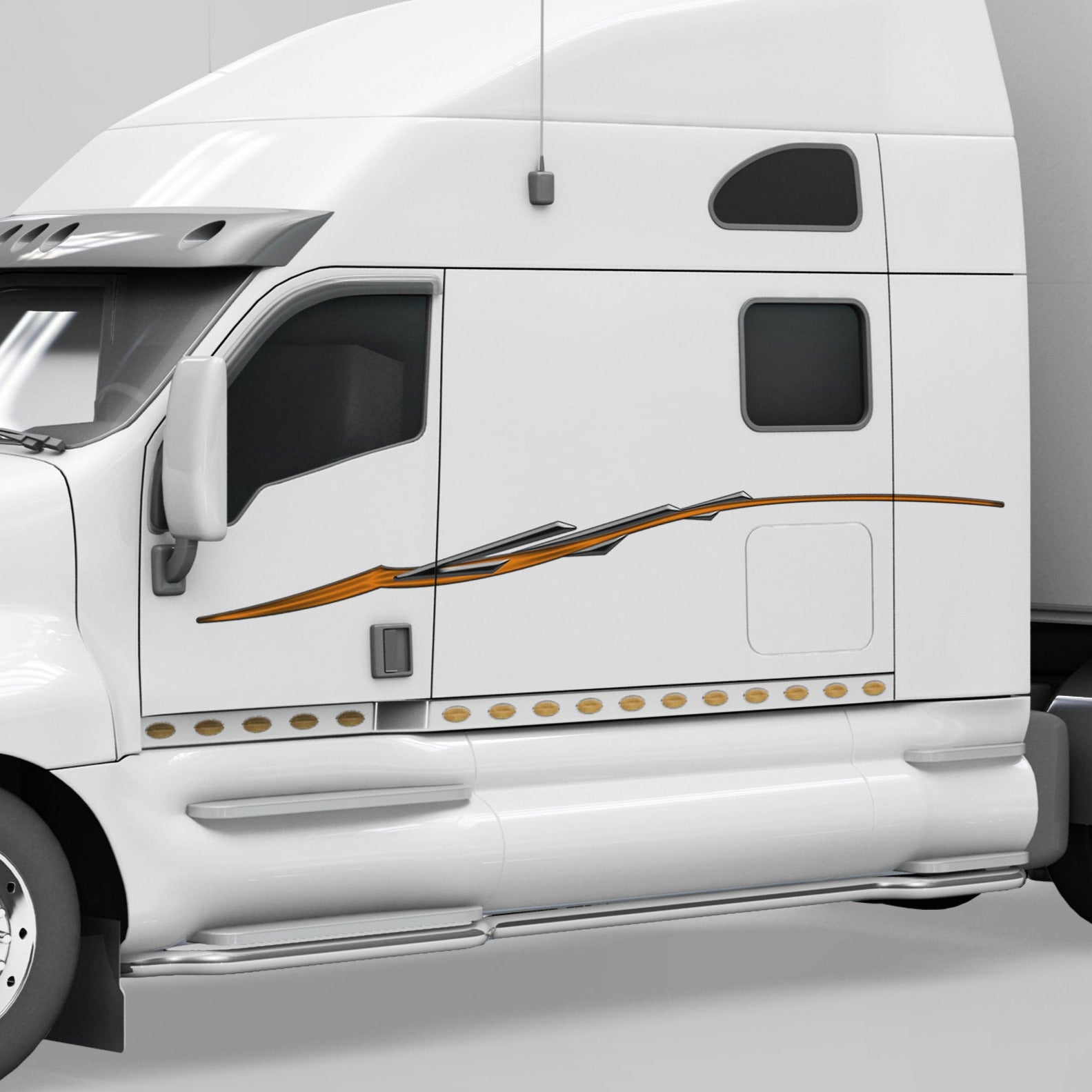 orange stripes vinyl decal on the side of pickup truck