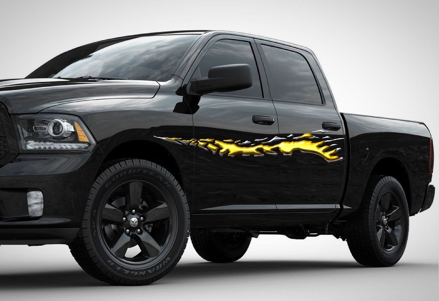 chrome splash decal ont he side of black jeep