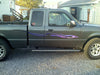 gray ranger pickup ith blue viper swirl vinyl graphic stripe on passenger side