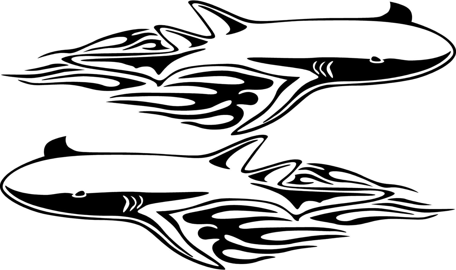 great white shark flames vinyl decal on boat