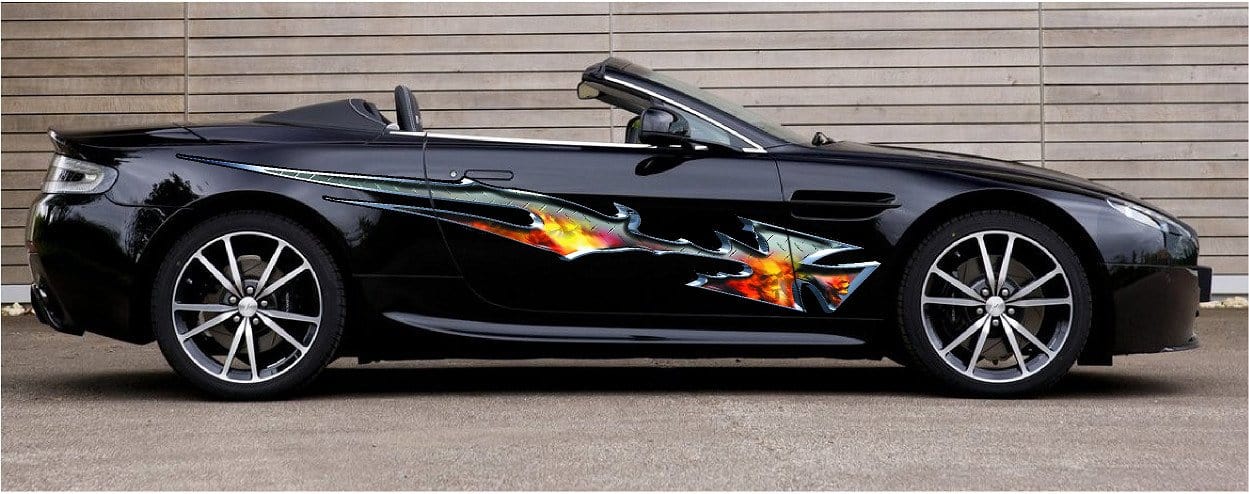 maltese cross vinyl graphics on blue semi truck