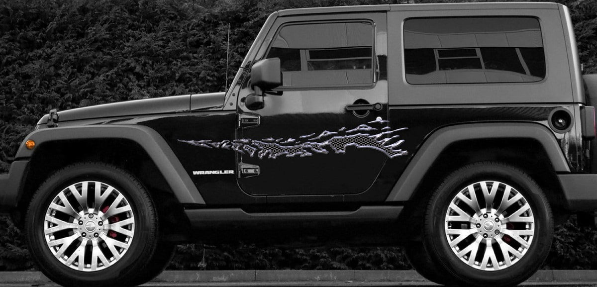 metal Style splash vinyl stripe on black jeep 