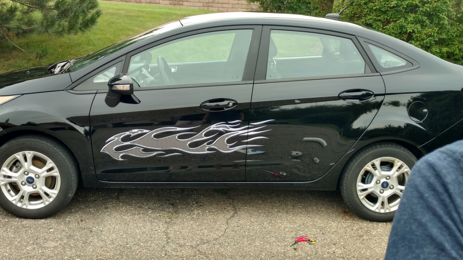metal flames decals on black dodge ram