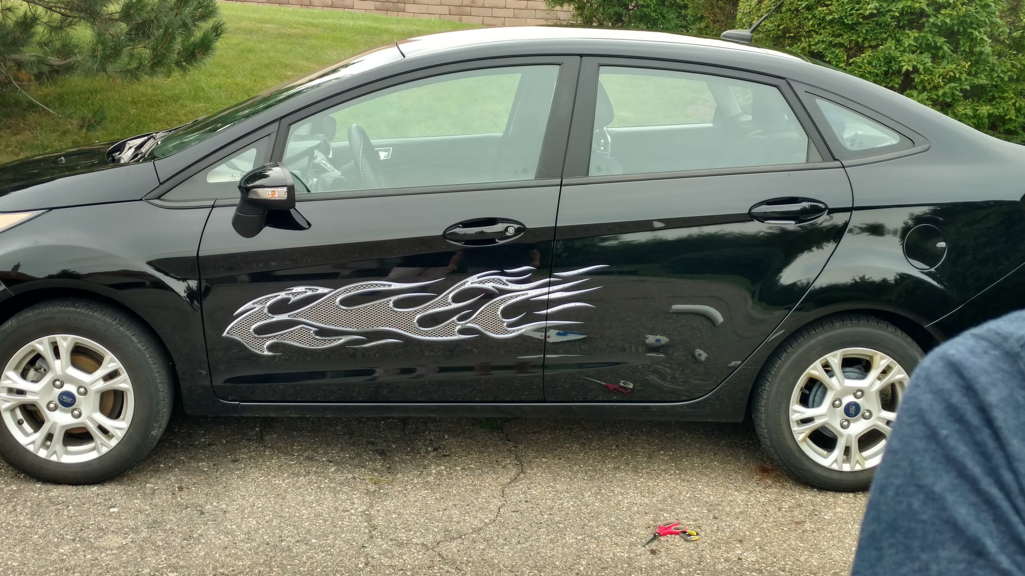 metal flames decals on black dodge ram