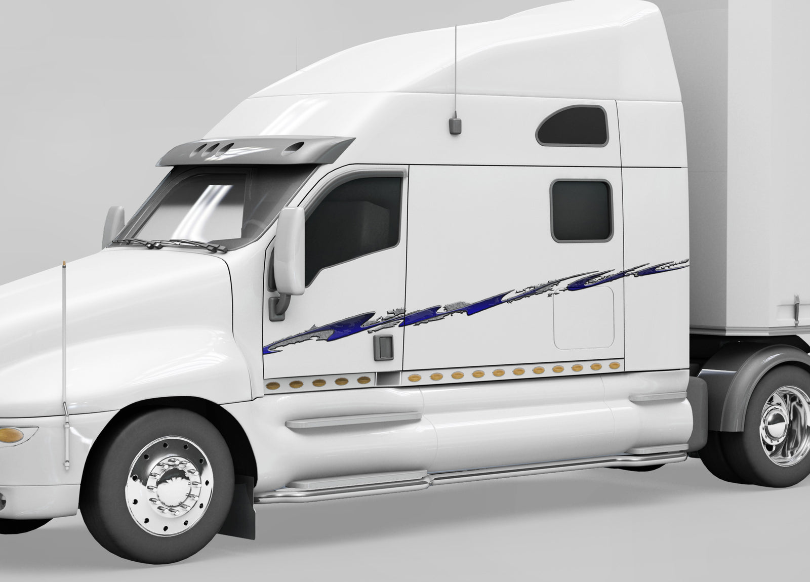 Rip Tide Vinyl Decal Stripe on the side of white truck