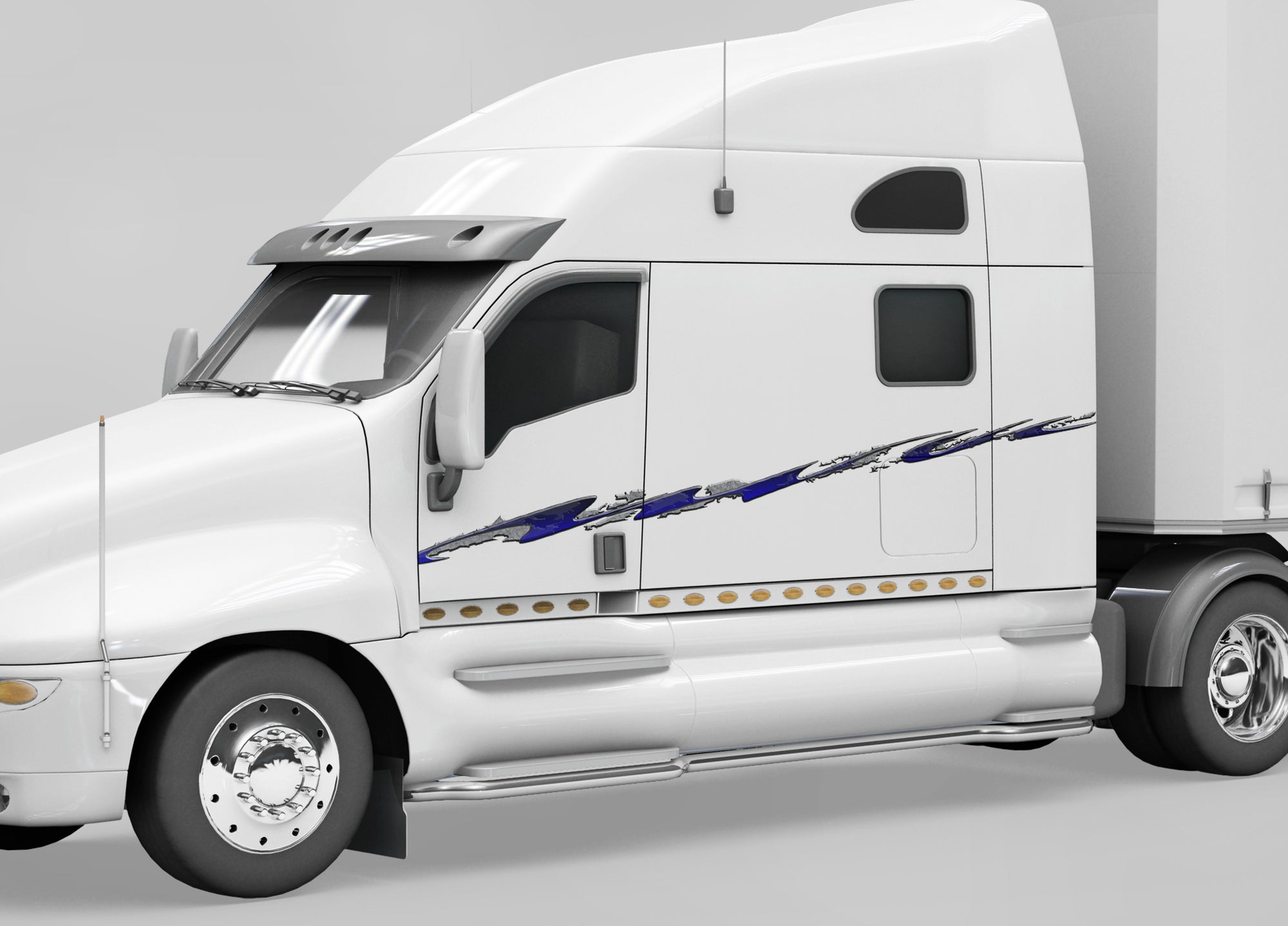 Rip Tide Vinyl Decal Stripe on the side of white truck