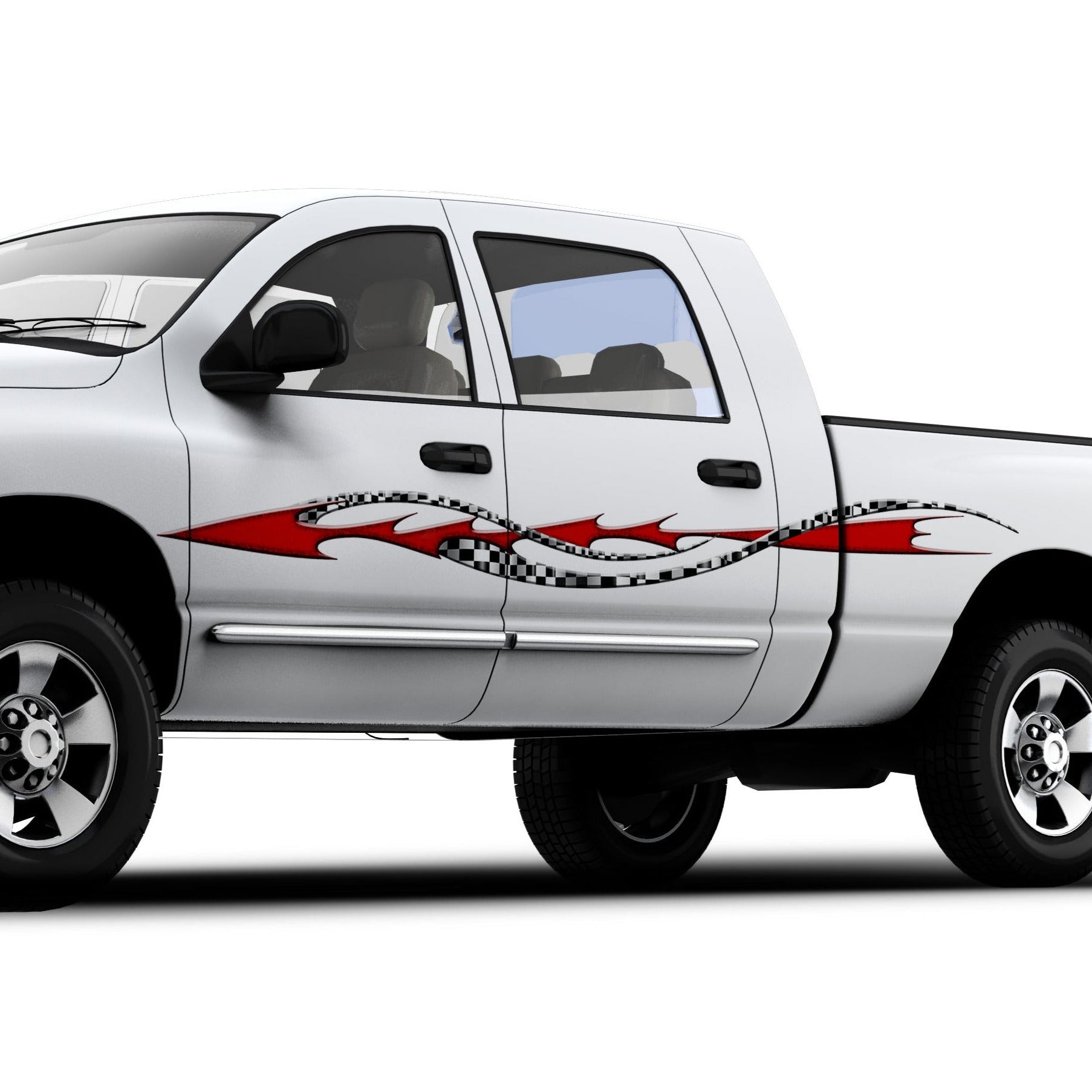 Shock checkers vinyl decal on the side of white semi trailer truck