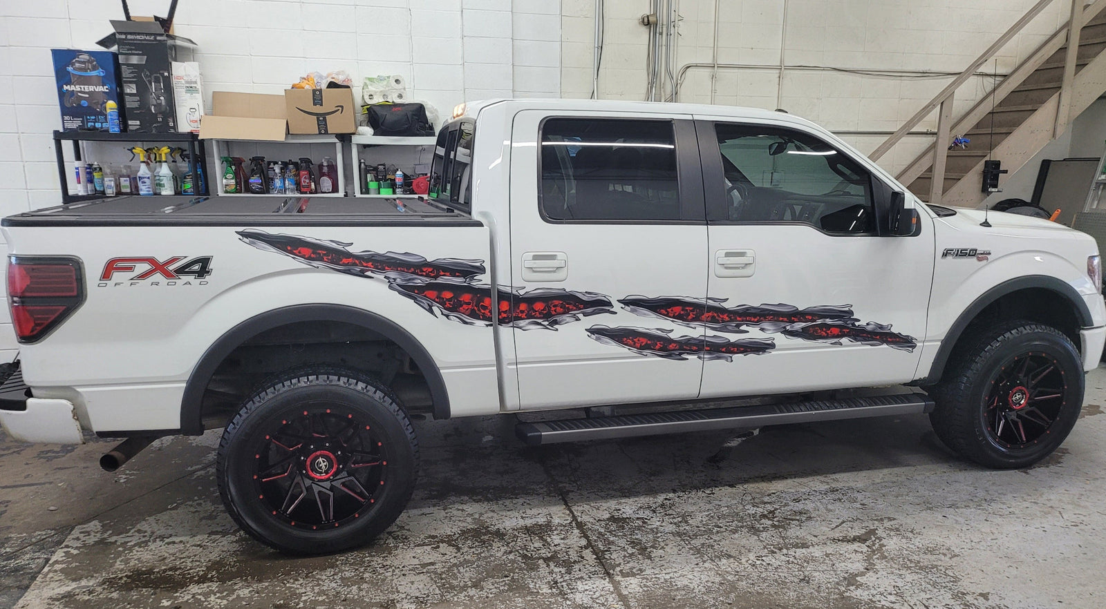 skulls tears vinyl decals on ford f140 truck