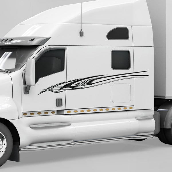 Speed Checkered Semi Truck Decals | Lightning Stripe Graphics in 8 ...