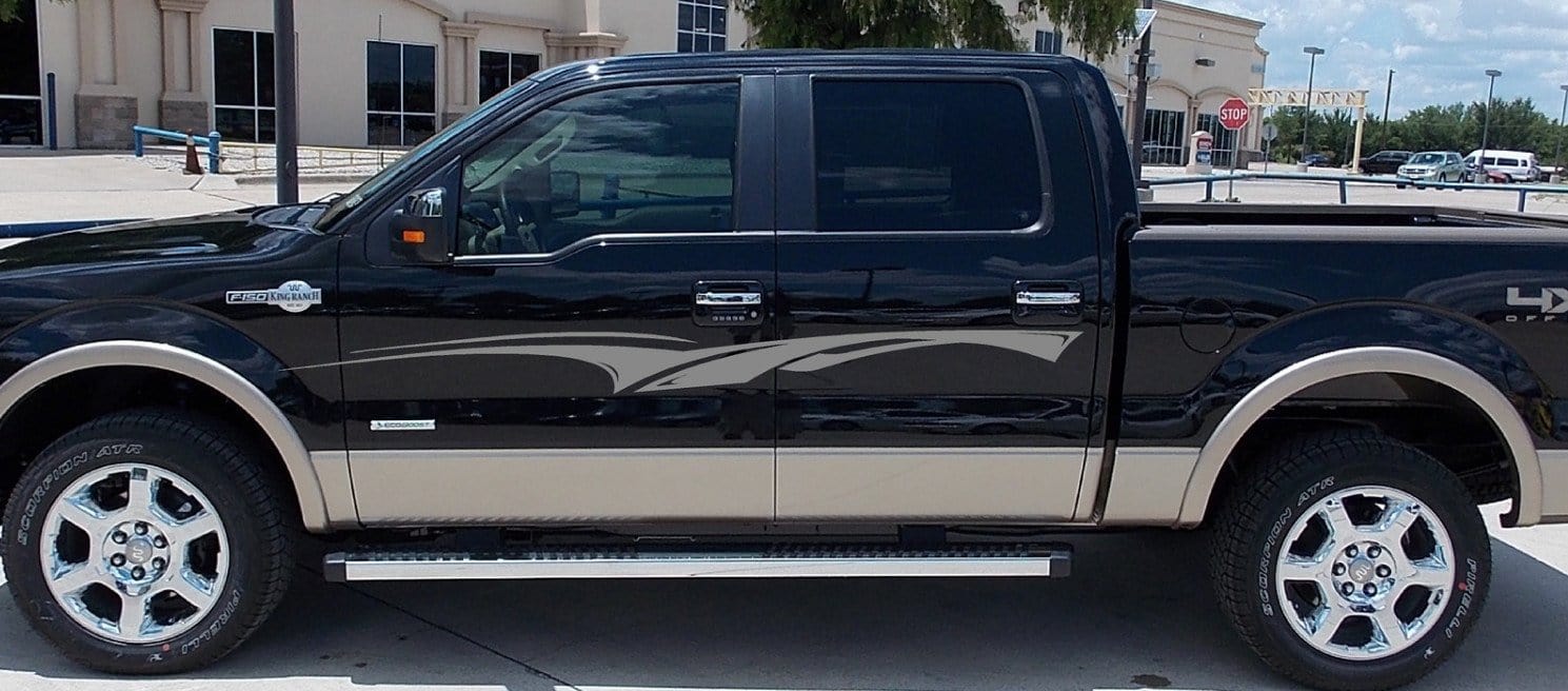 silver vinyl decal stripe von blue pickup