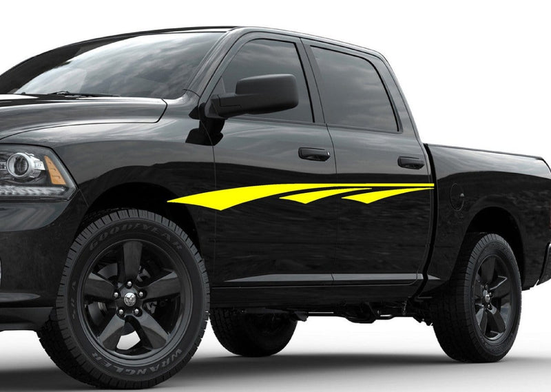 yellow vinyl graphics stripes on black truck