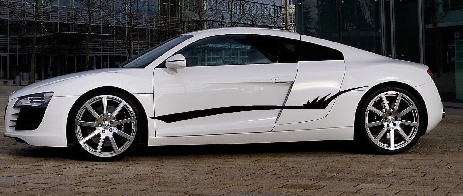 silver vinyl tribal stripe on the side of truck