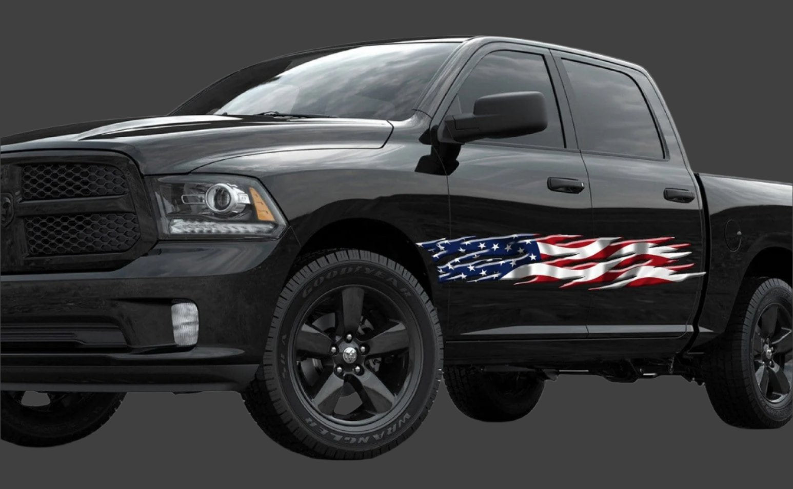 patroitic decal on black truck