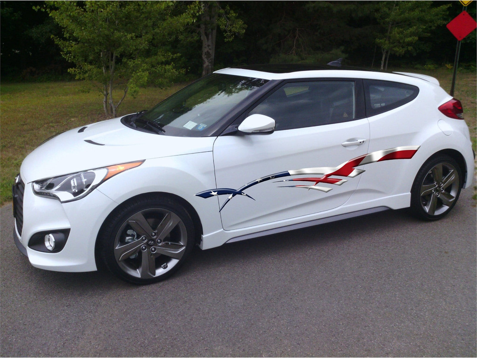 usa flag stripes on silver f150 truck