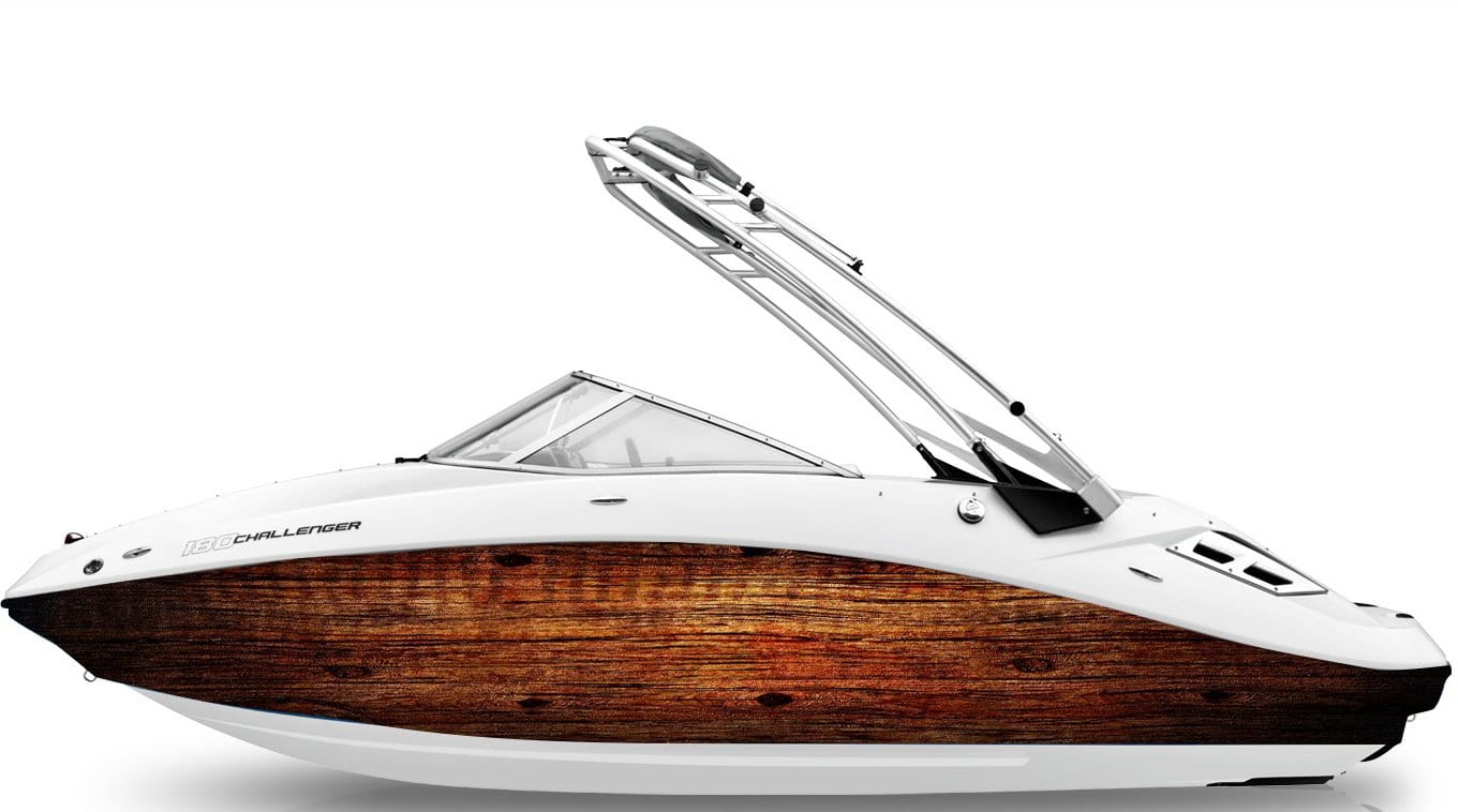 Wood Grain Vinyl wrap on seadoo boat
